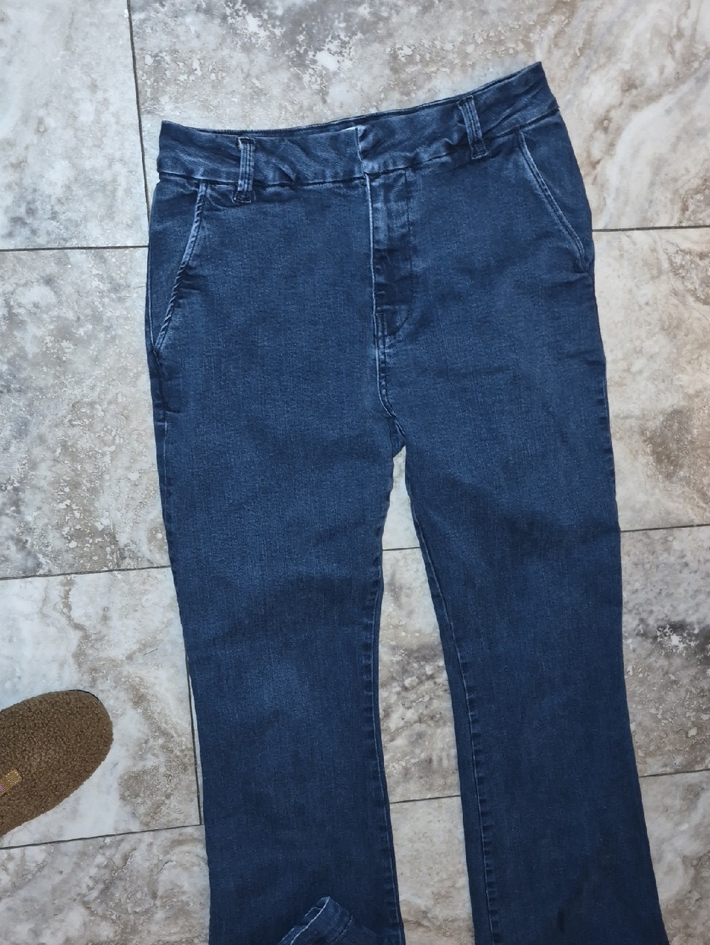 FRAME EUC COTTON BLEND STRETCH DENIM WIDE LEG HIGH WAIST TROUSERS SZ 27 - Picture 4 of 13